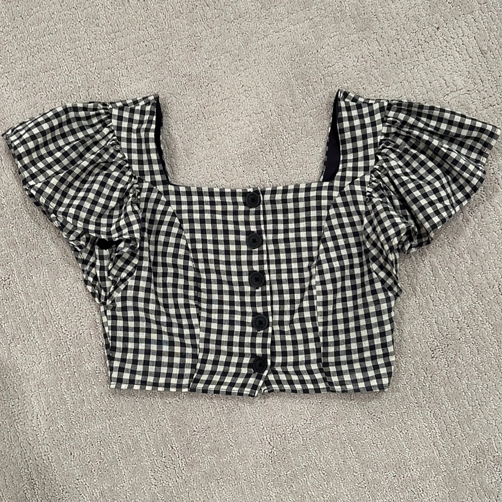 UO Black Gingham Crop Top